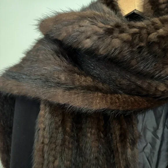 Vintage Mink Fur Wrap / Scarf w/ Fringe & Pockets. Classic Old Hollywood Style - Picture 2 of 7